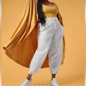 Athleta x Alicia Keys white elastic high waist utility nylon jogger pants